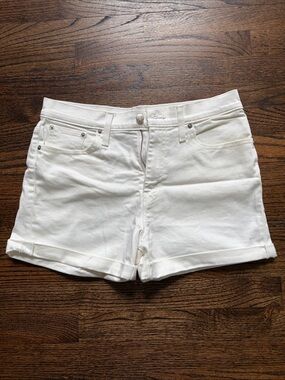J. Crew White Cuffed Denim Shorts